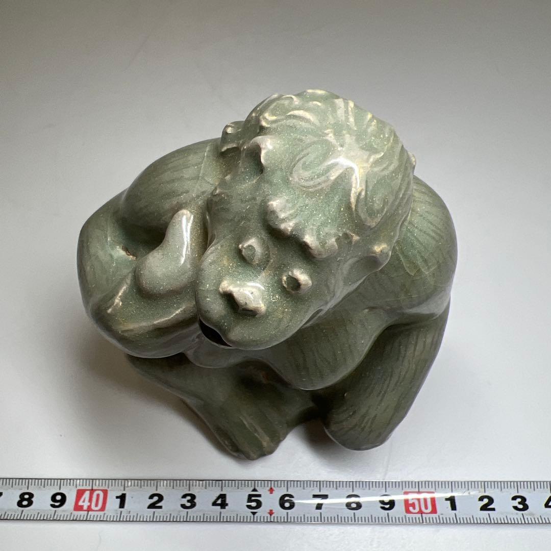 朝鮮美術　高麗青磁水滴　木箱付　高さ約12㎝　東Y7-0603⭐︎2Fトコヒ