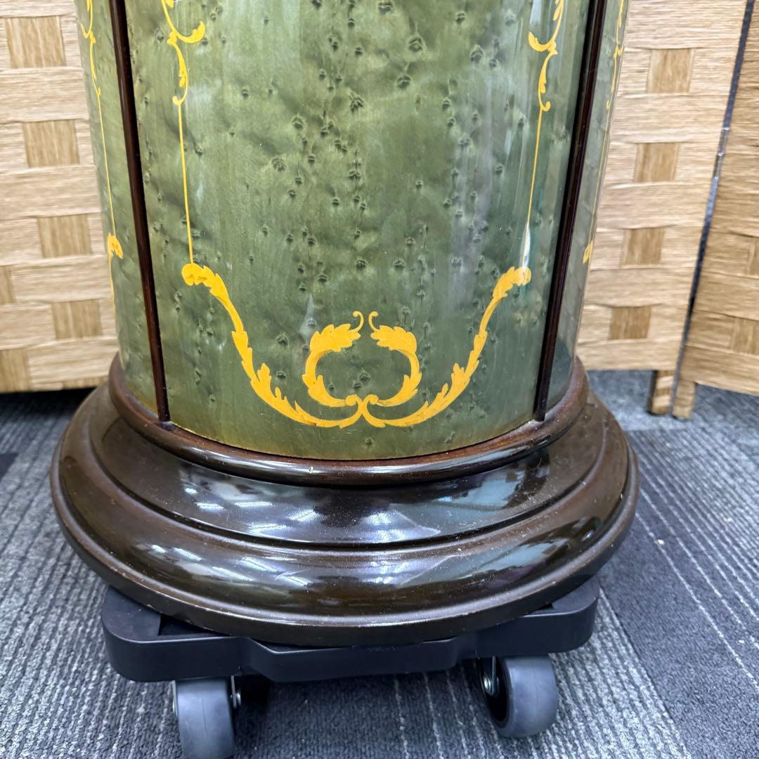 ☆イタリア アンティーク家具☆筒型 ガラスチェスト グリーン アルテム？