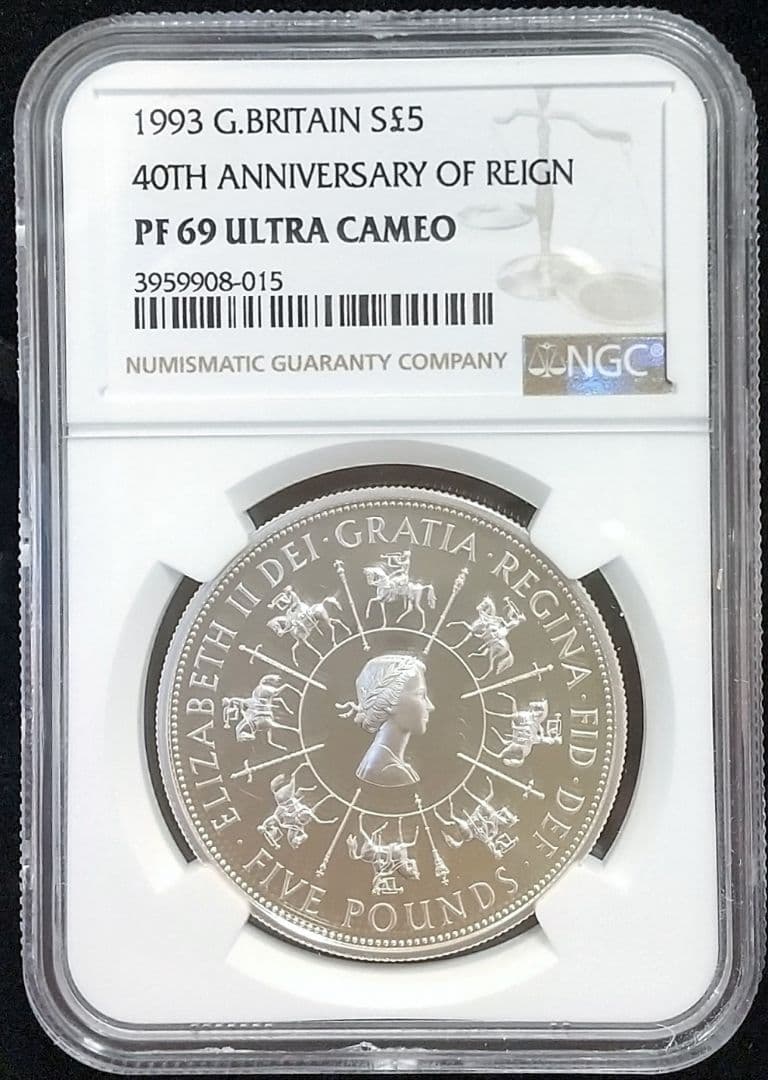 1993 イギリス エリザベス2世 5ポンド銀貨 NGC PF69 ヤングヤング