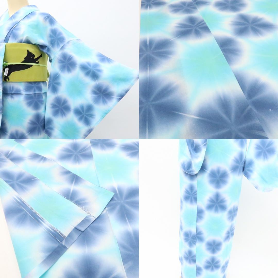 Y3365◆新品 板締め絞り 綿 仕付け糸付 浴衣 洗える夏着物