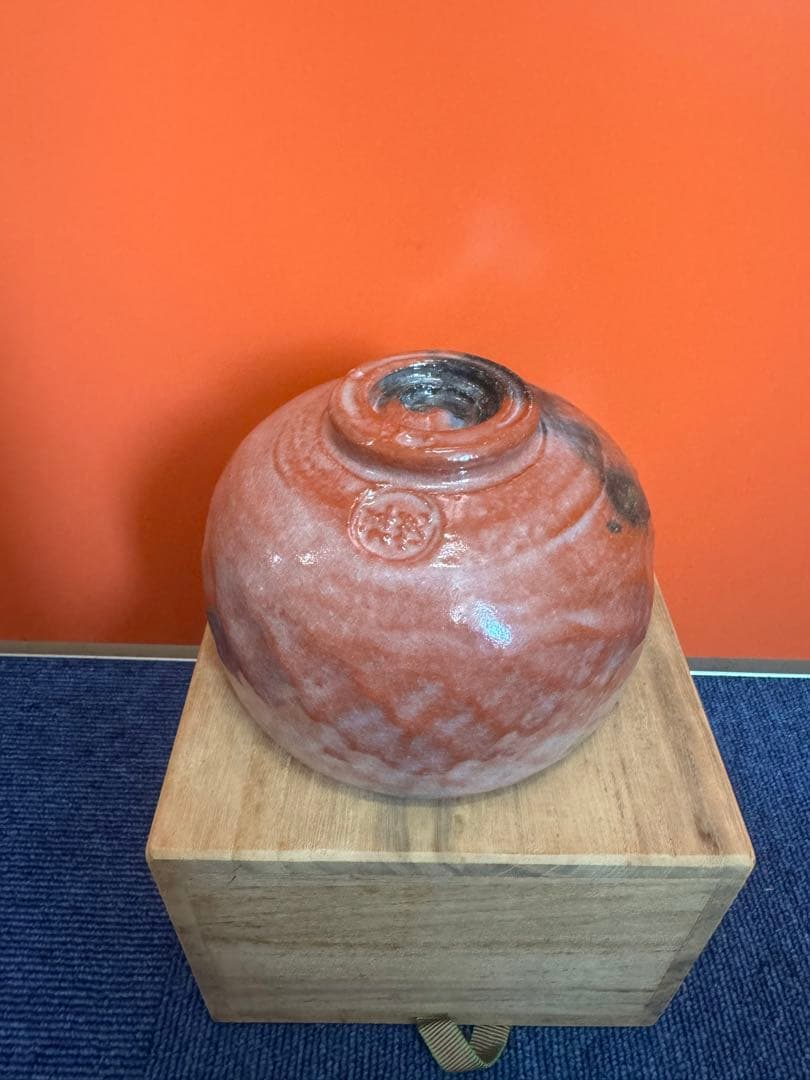 1868 京焼　清水焼　楽茶碗祥悦窯　赤楽　雪峰　茶碗　未使用