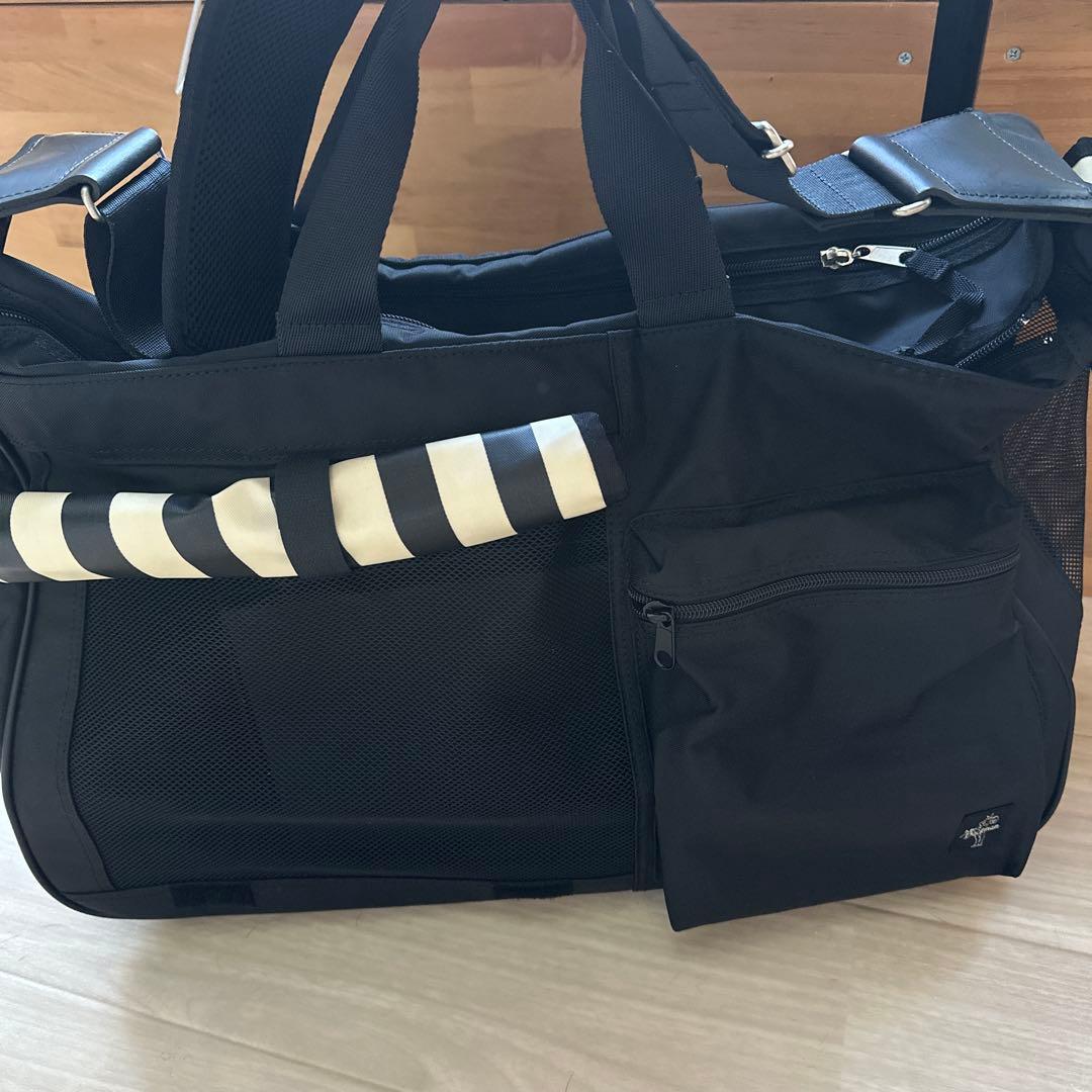 mr.backman ブラック ストライプハンドル キャリーバッグ