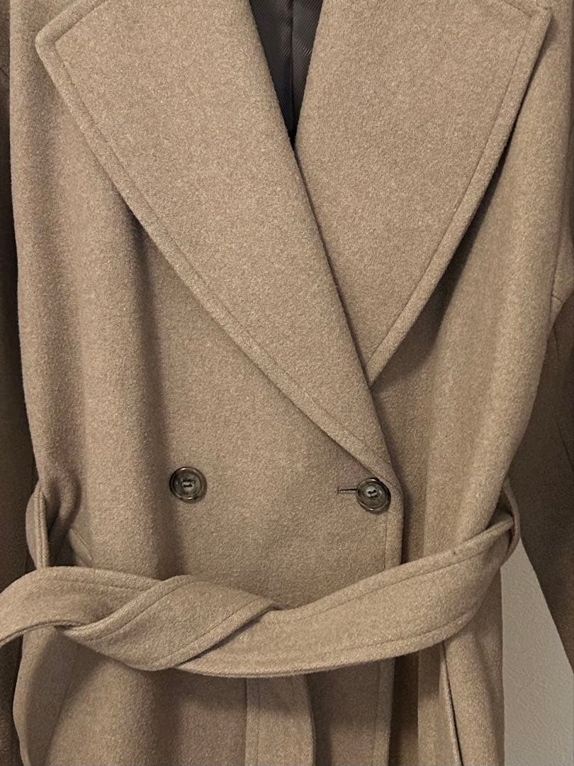 スローブイエナSUPER100メルトン ビックラペルコート38ベージュ