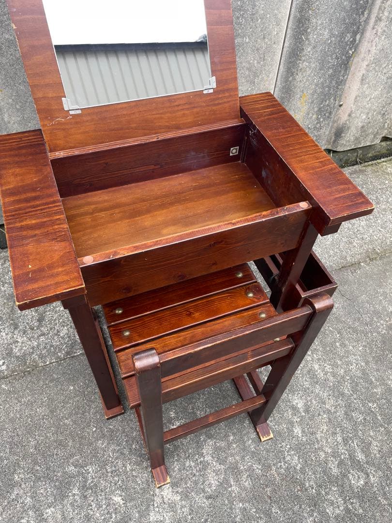 ビンテージ/木製/ドレッサー/鏡台/椅子/スツール/セット