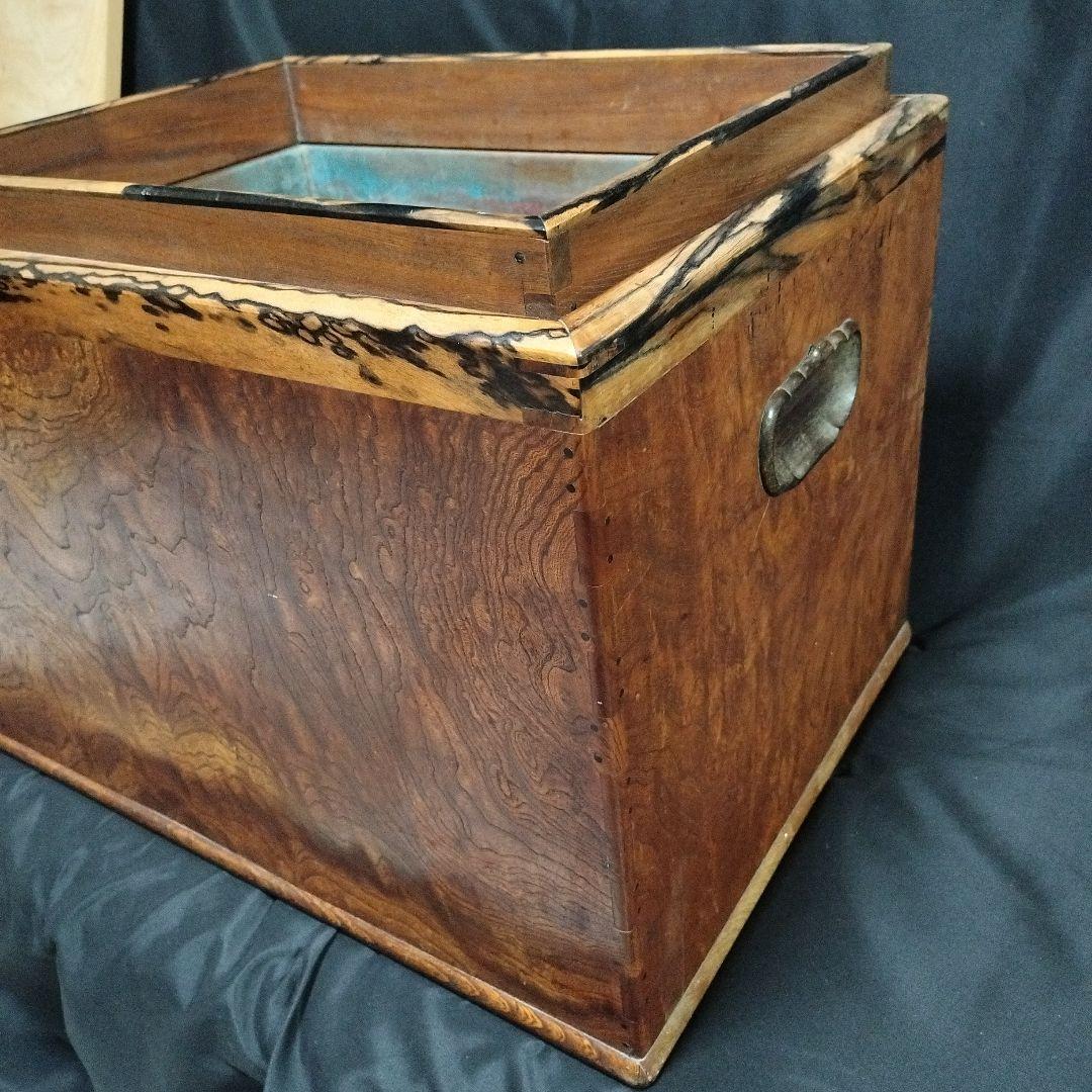 古美術 欅 黒柿 火鉢 蓋付 骨董 古道具