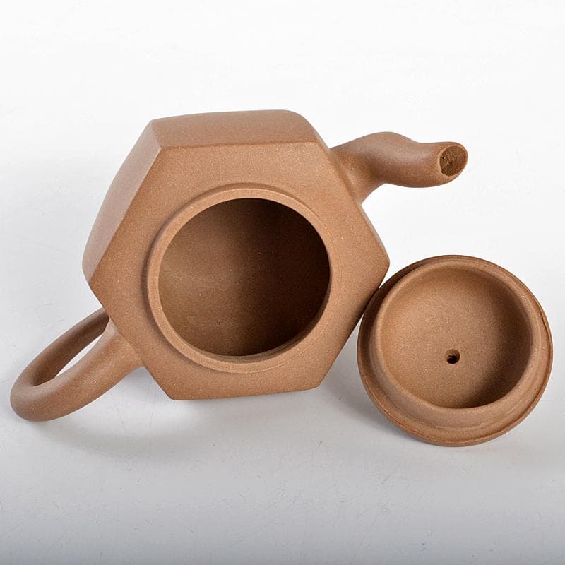 中国　小其製款　紫砂　黄泥　六角急須　茶壷　M　R5557