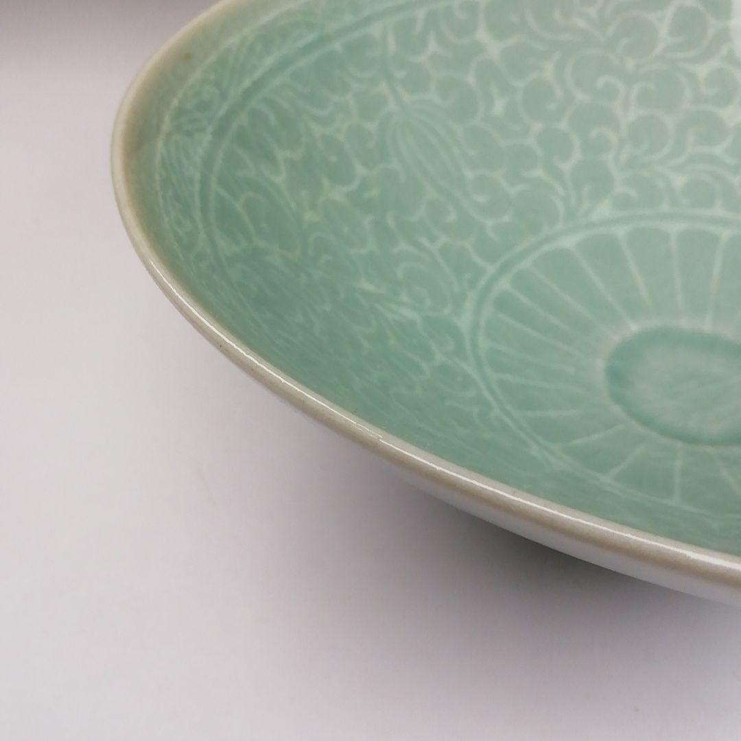 Ｔ９７７　茶碗　『高麗青磁茶碗』『青珍　梁命煥 作』　共箱　抹茶碗　茶道具