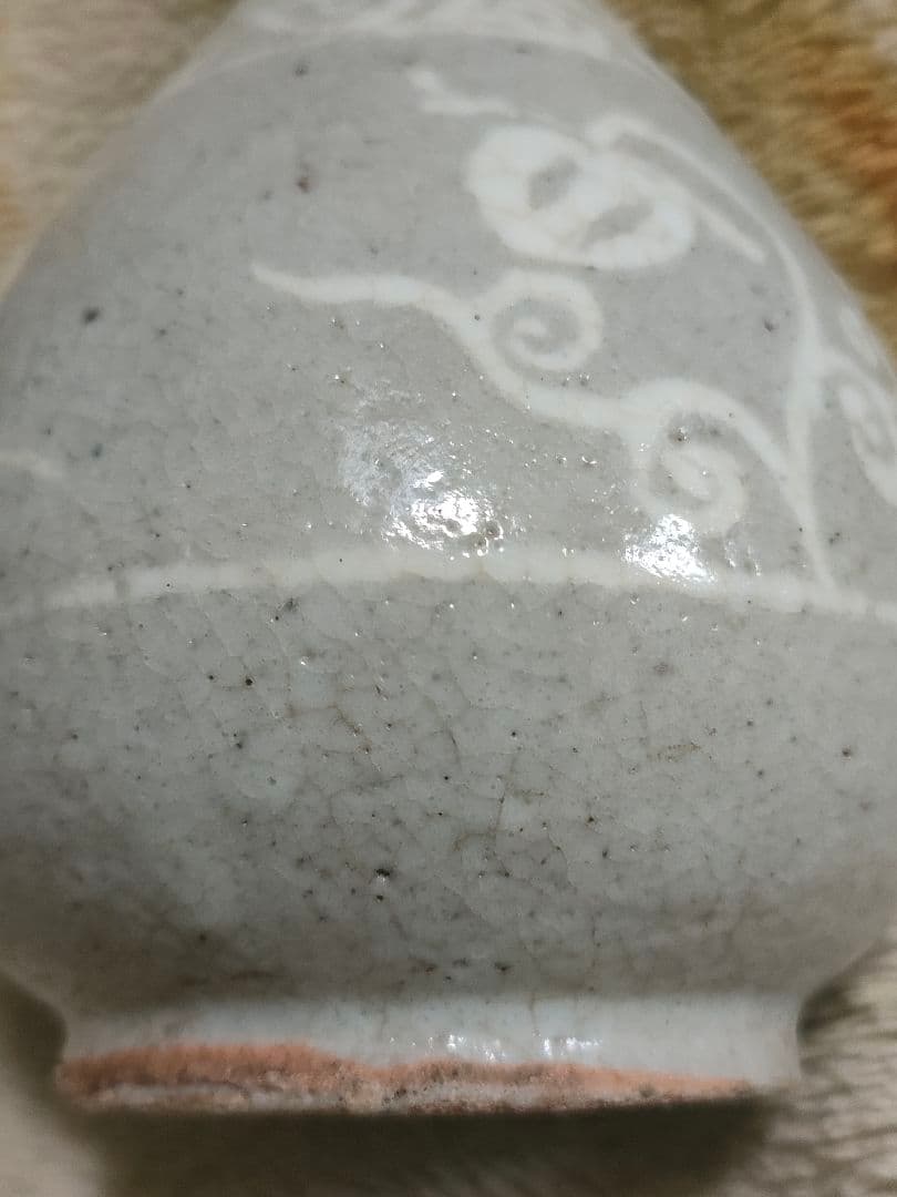 高麗青磁　徳利　花入　時代物　白象嵌　朝鮮美術