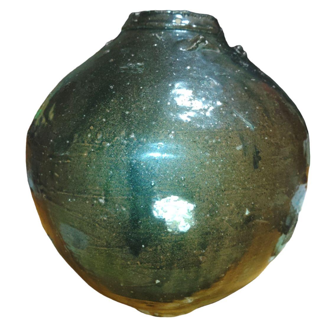 四耳呂宋壺　唐物　飴釉茶壺