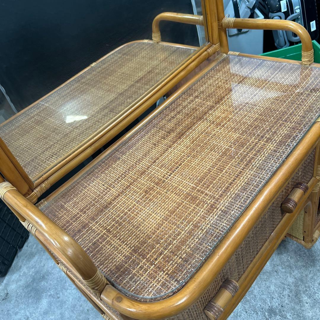 ラタン製ドレッサー・鏡台 アーチ型ミラー
