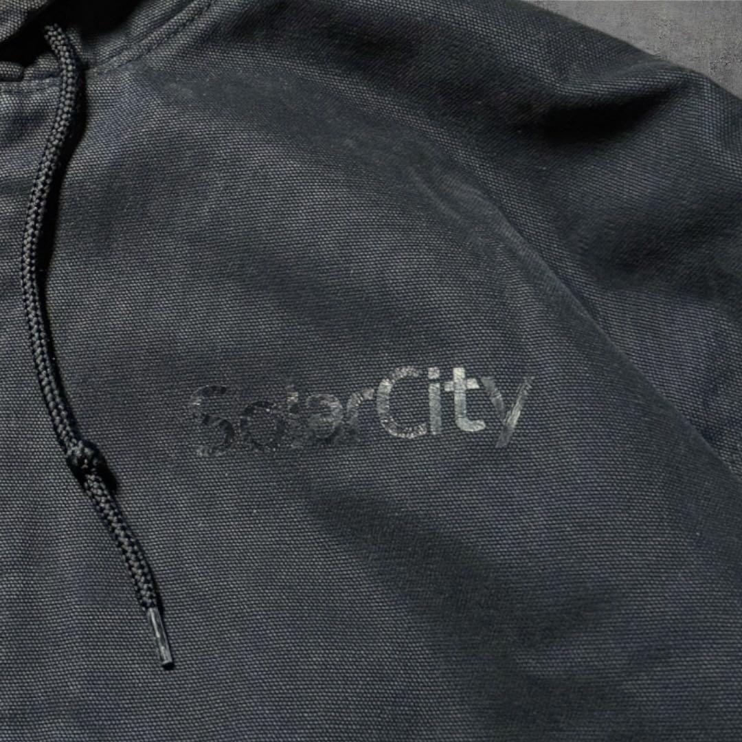 2303 古着Corner Stoneダック地アクティブジャケット企業系ロゴ墨黒