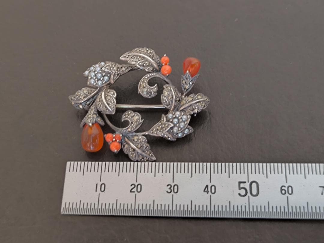 碌山 ROKUZAN ロクザン メノウ　ケシパール 925 シルバー　ブローチ