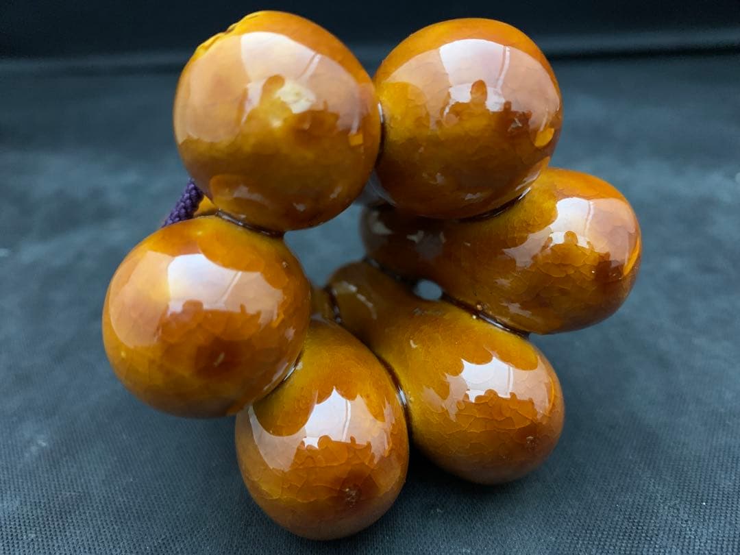 楽焼窯元三代　茶道具　蓋置　佐々木昭楽　作　飴釉　六瓢　栞共箱