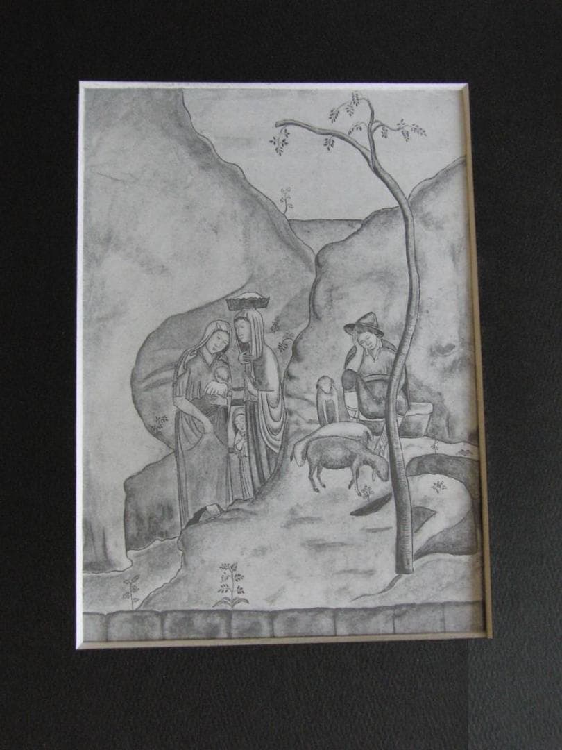 藤田嗣治、「Bergers」、希少画集の額装画、人気作品