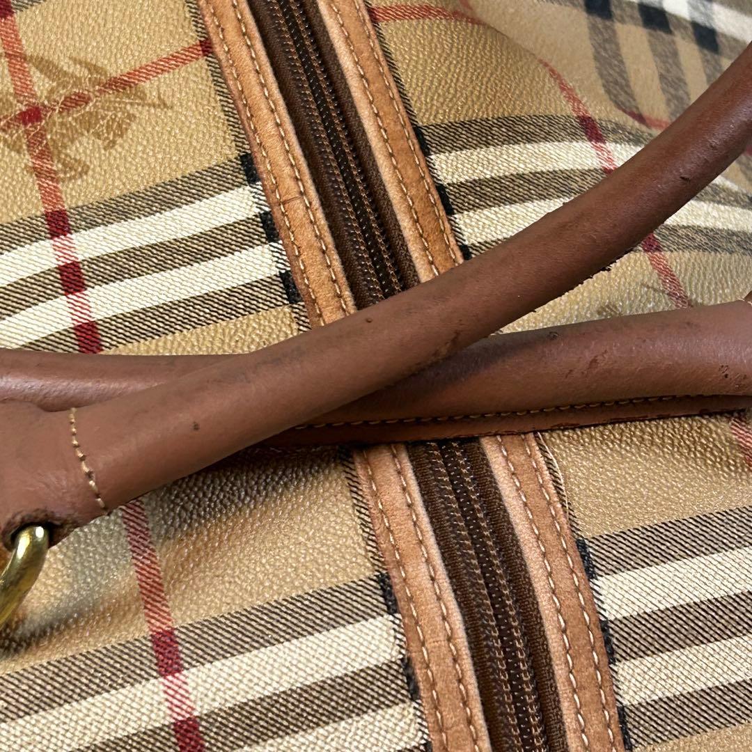 バーバリーズ ボストンバッグ ノバチェック PVC 本革 ショルダーストラップ