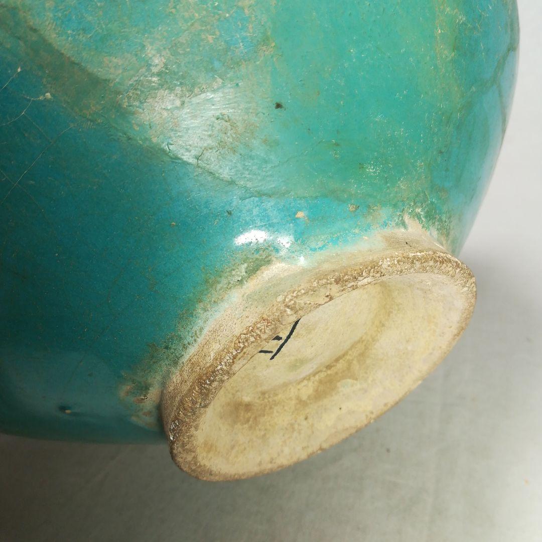 ペルシャ青釉銀化鉢　ペルシャ陶器　オリエント　アンティーク　発掘品