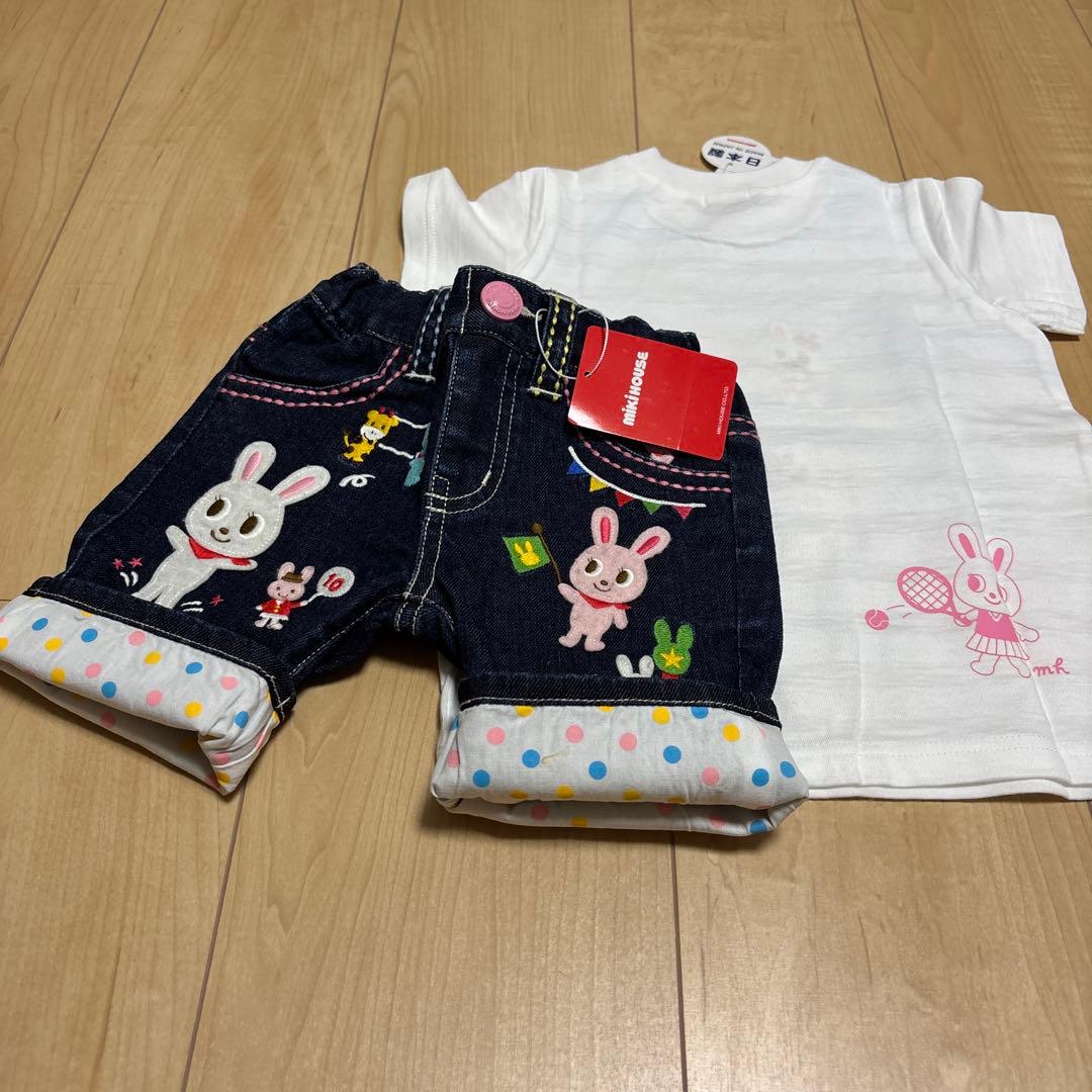 ミキハウス Tシャツとデニムパンツ 上下セット　80サイズ