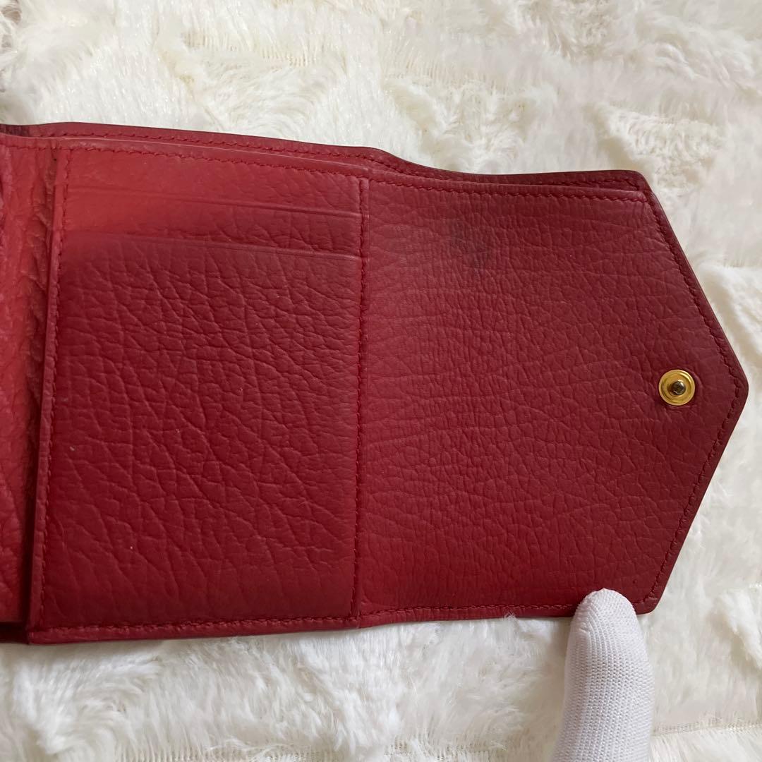 【美品】Maison Margiela （メゾンマルジェラ）3つ折り財布レッド