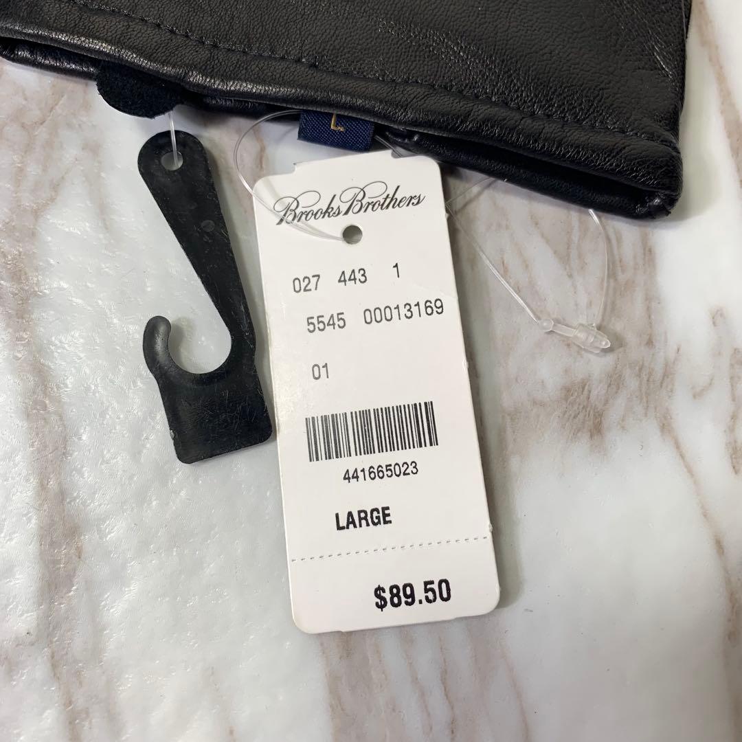 Brooks Brothers \"346\" レザーグローブ カシミア ブラック
