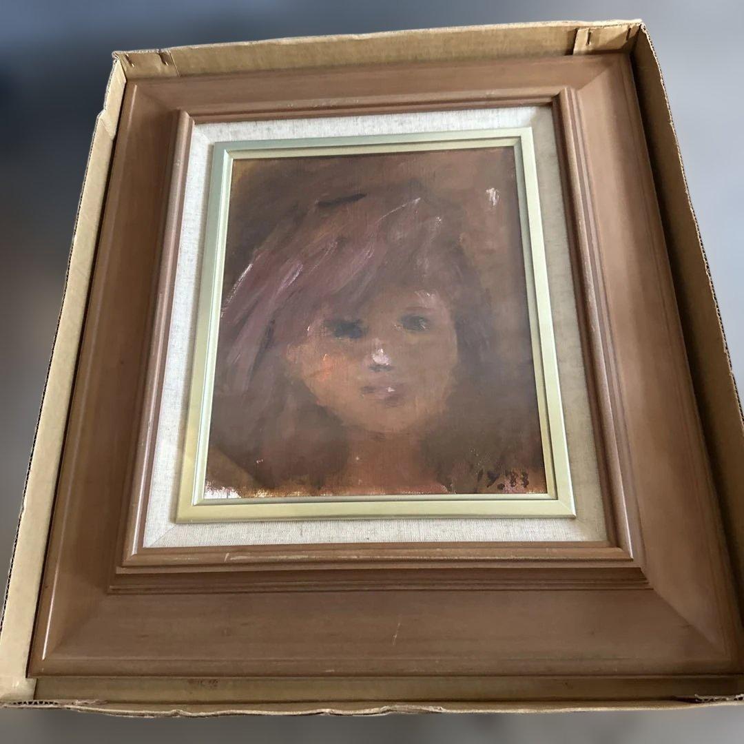 抽象的な人物画 木製フレーム付き