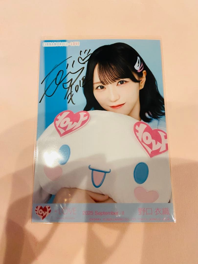イコラブ　生写真 シナモロールコラボ2025 シナモン 野口衣織　直筆　ヨリ