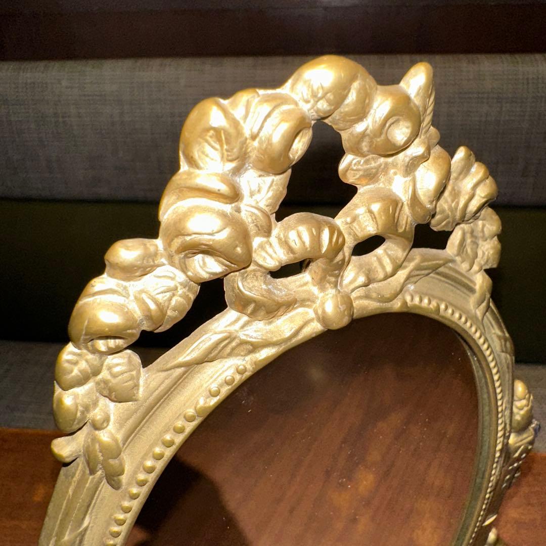 France Vintage スタンドミラー 真鍮 30cm アンティーク鏡