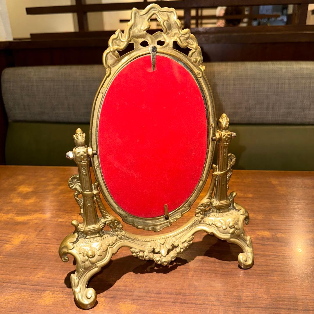 France Vintage スタンドミラー 真鍮 30cm アンティーク鏡