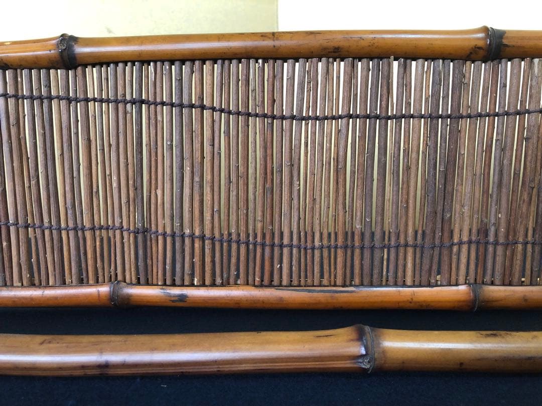 《R》茶道具 煎茶 煤竹結界 衝立 炉屏 竹峰作　 1f