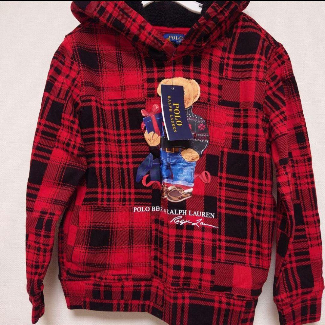 ラルフローレン　ポロベア トレーナー　130サイズ 赤黒チェック