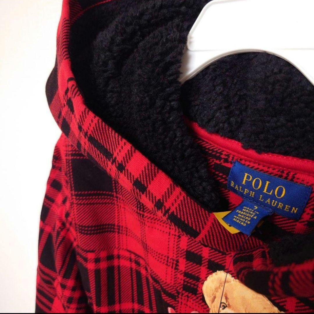 ラルフローレン　ポロベア トレーナー　130サイズ 赤黒チェック
