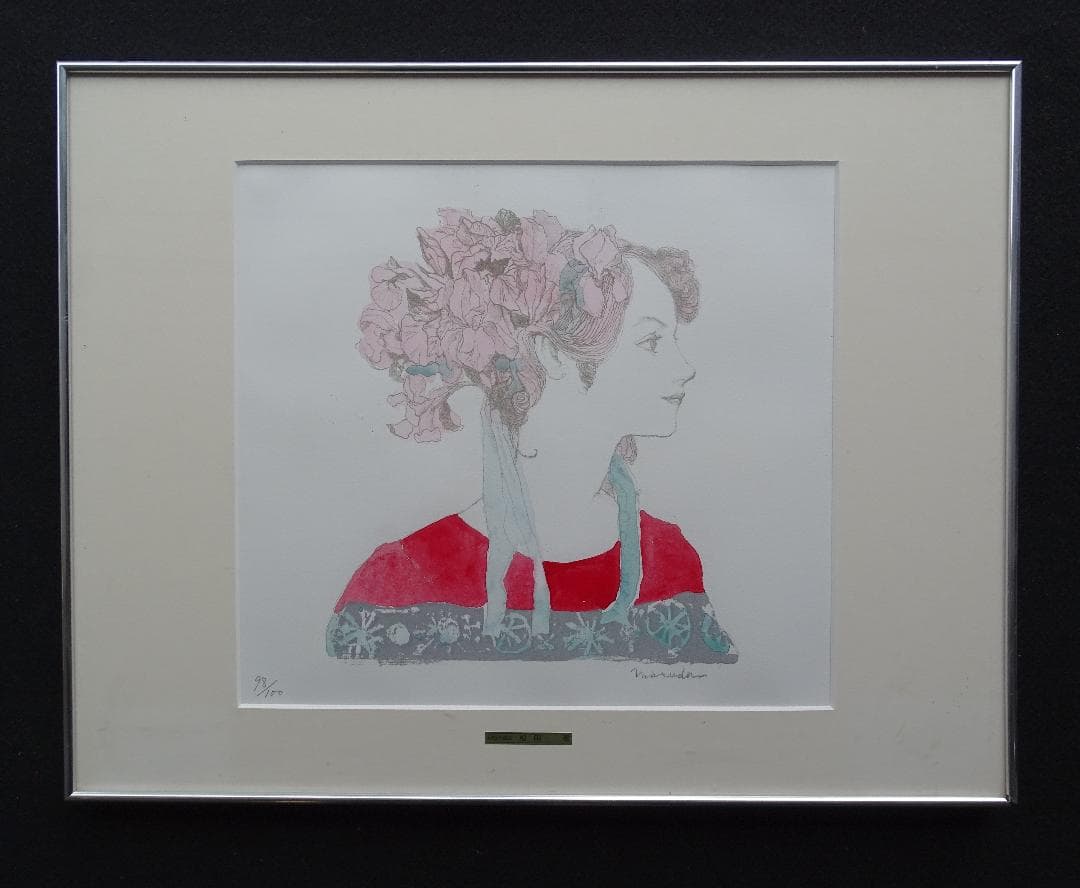 ・作者名：松田譲・画題：人物・技法：リトグラフ限定（98／100）