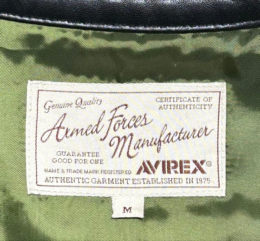 ⑪ AVIREX レザーダウン【M】ライダースTOPGUN◇MA-1 革ジャン