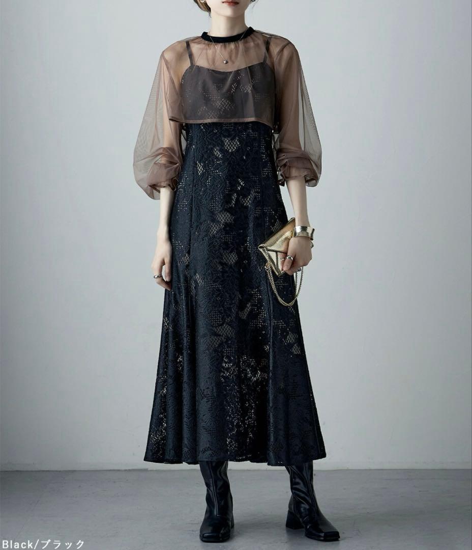 【美品】etoll. 3wayシフォンボレロ&レースキャミドレス S