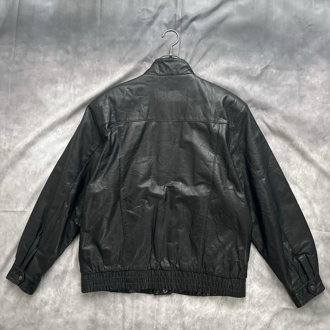韓国古着　レザーブルゾン　レザージャケット　革ジャン　本革　牛革　　黒　y2k