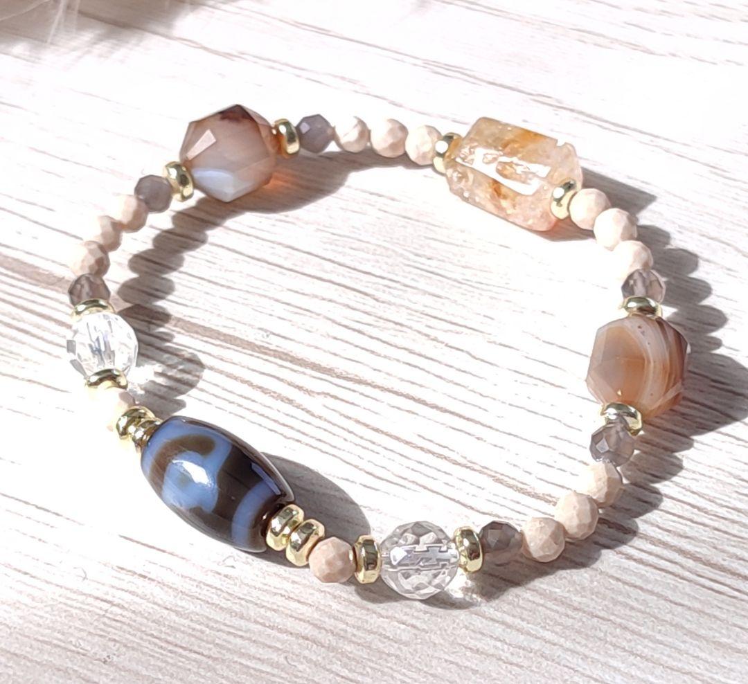 ◇Sサイズ◇ミニ至純 緑度母天珠とレインボーシトリン・大理石のパワーストーン