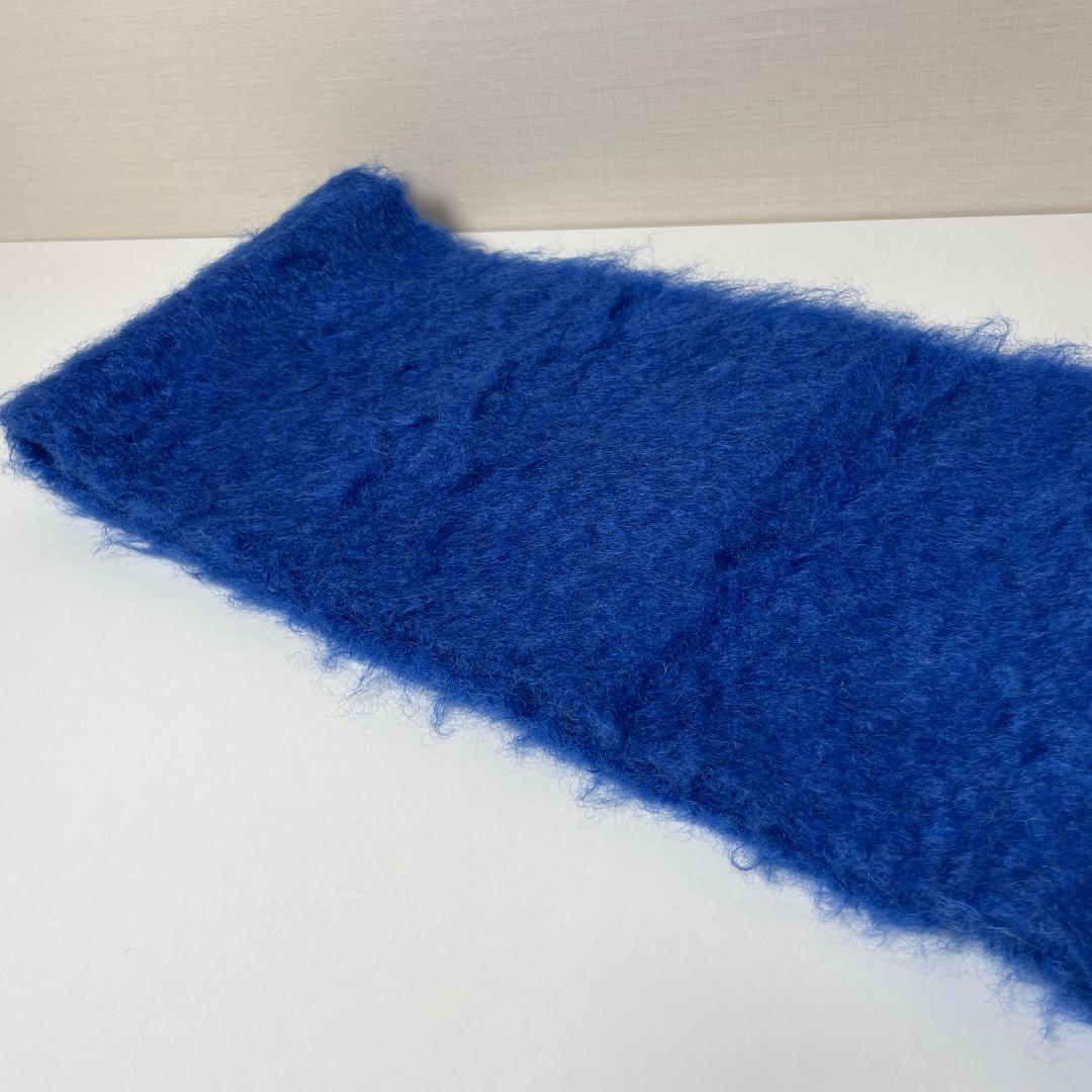 ふわもこあったか✨LOEWE ロエベ　アナグラム モヘア フリンジ マフラー　青