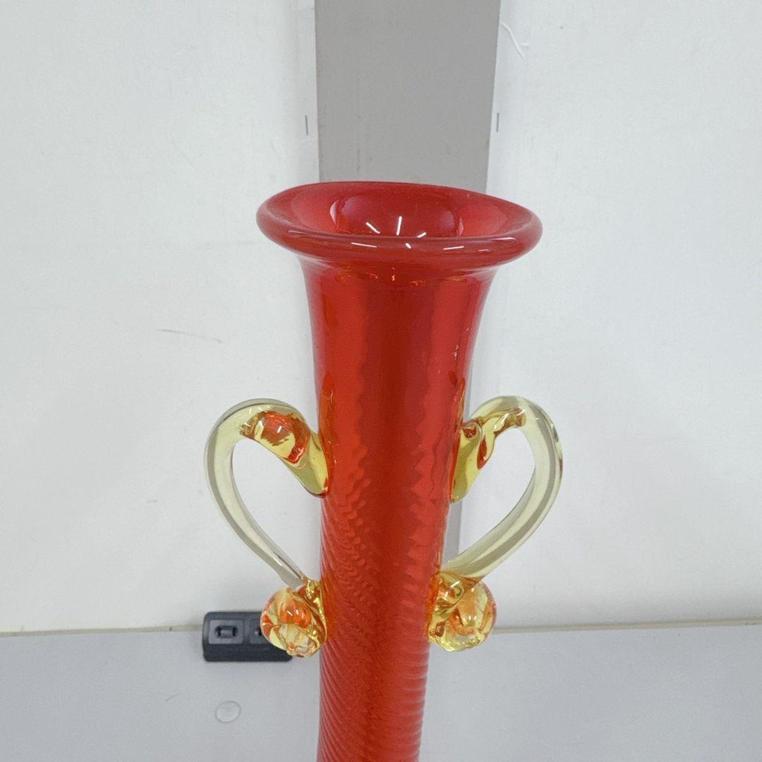 豪華 ツイスト 琉球ガラス 花瓶 昭和レトロ 沖縄 花器 置物 ガラス細工