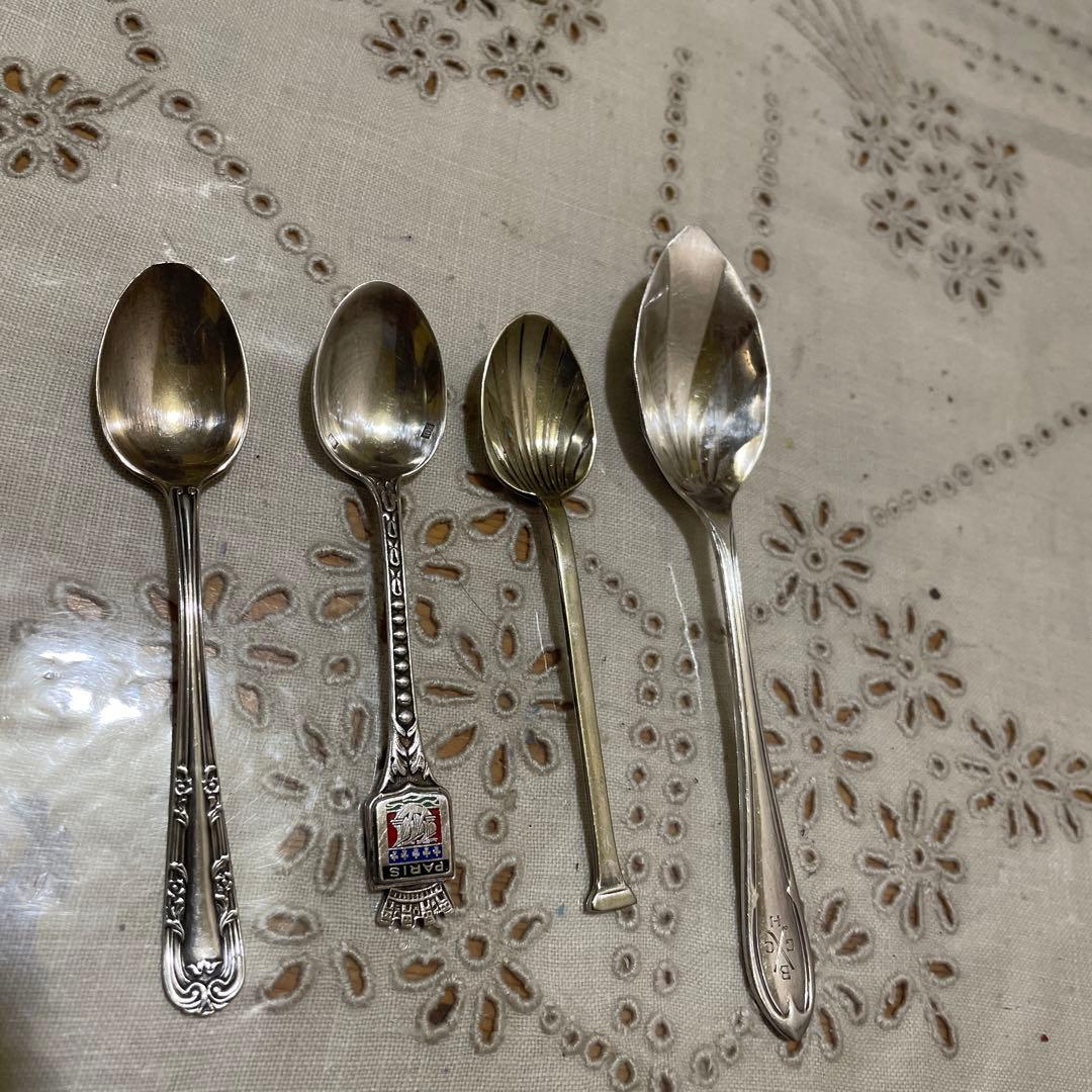 664シルバー製シルバープレート装飾スプーン4本セットイギリス