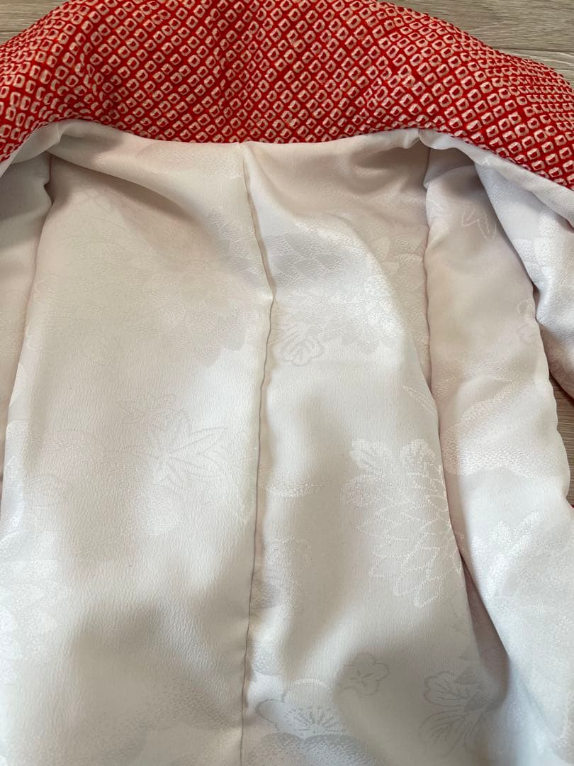 七五三　3歳　女の子　フルセット　一式　赤系　鶴　正絹