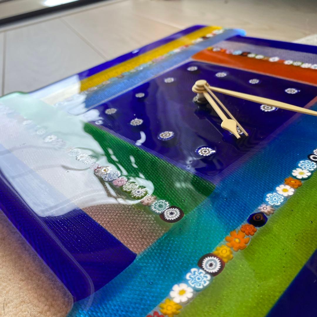 イタリア　ガラス細工　掛け時計　ムラーノガラス　ベニス　ベネチアングラス