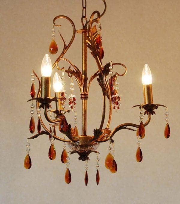 展示品　3灯シャンデリア クリスタル装飾 イタリア CRYSTAL LUCE製