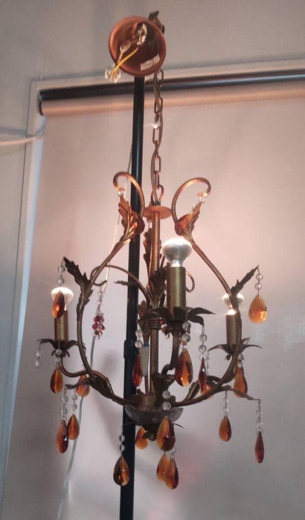 展示品　3灯シャンデリア クリスタル装飾 イタリア CRYSTAL LUCE製