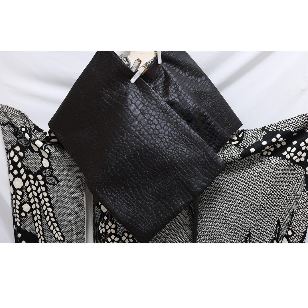 【良好】総絞り◆ 振袖セット ◆160.5cmフルセット黒成人式前撮り帯13Tq