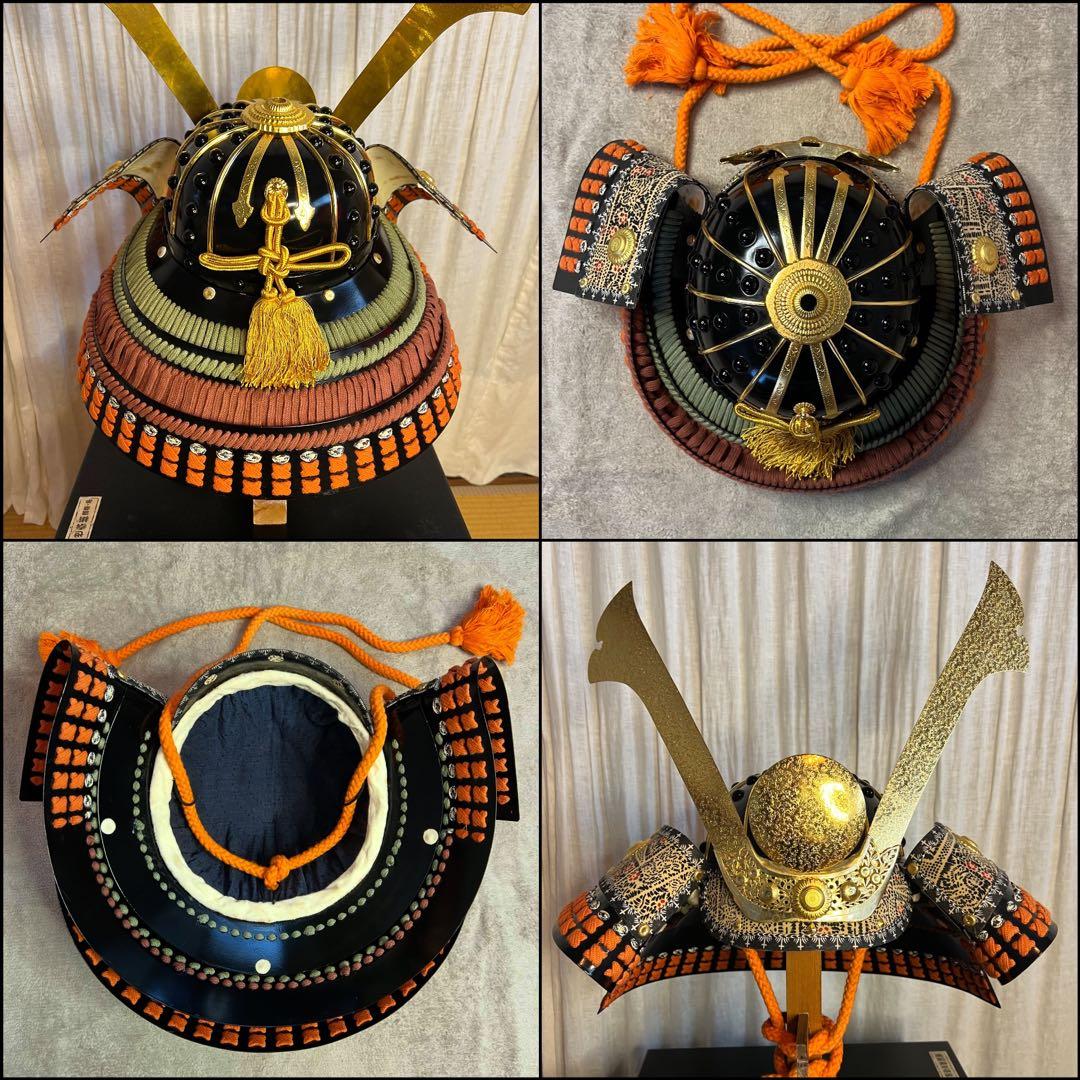 『新品同様 美品！』濃黄•茶糸威 鉄地黒胴当世具足 【甲冑 等身大】 鎧 一式