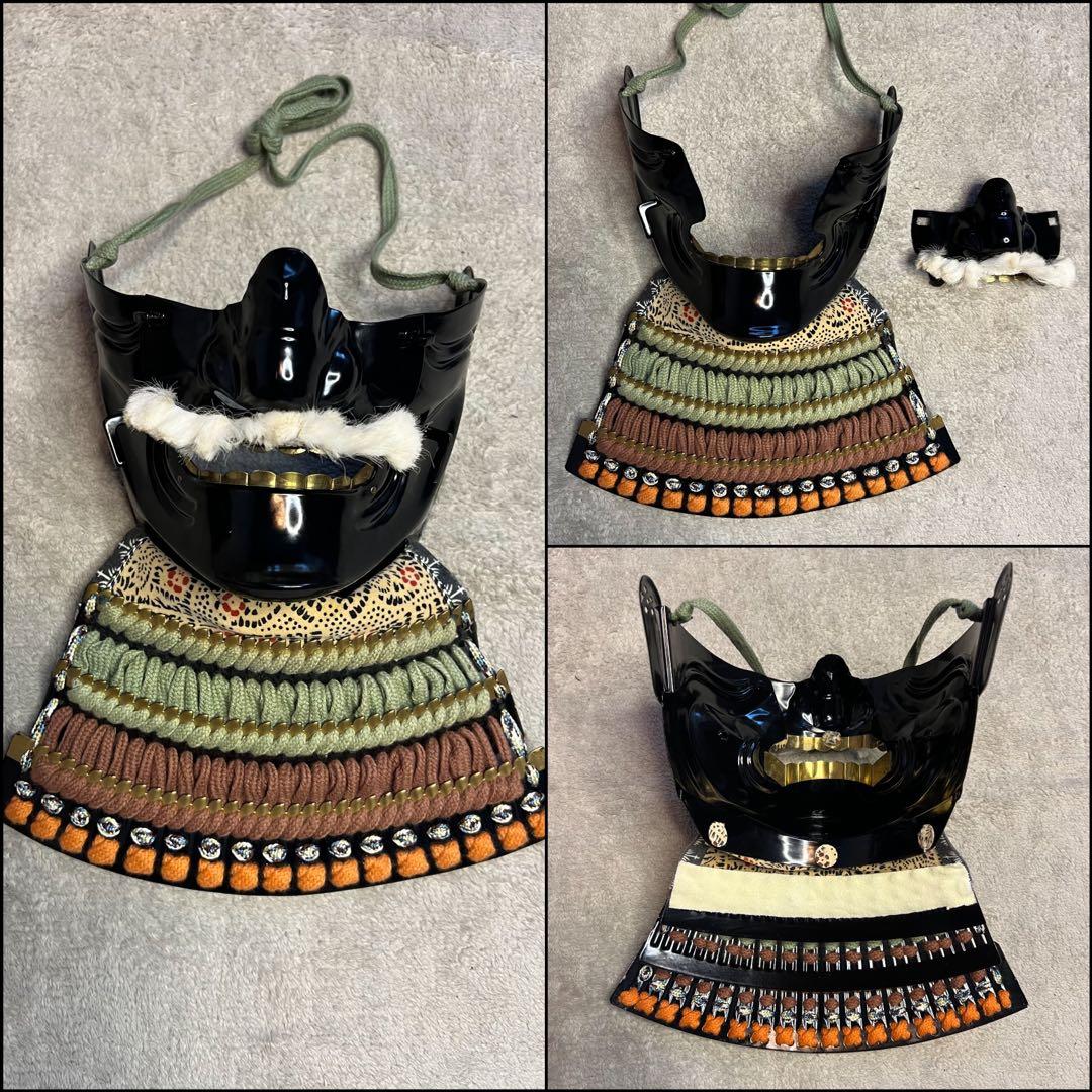 『新品同様 美品！』濃黄•茶糸威 鉄地黒胴当世具足 【甲冑 等身大】 鎧 一式