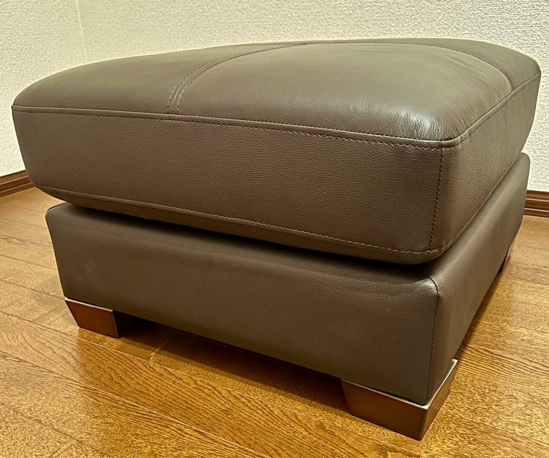 ダークブラウン レザー オットマン 正方形