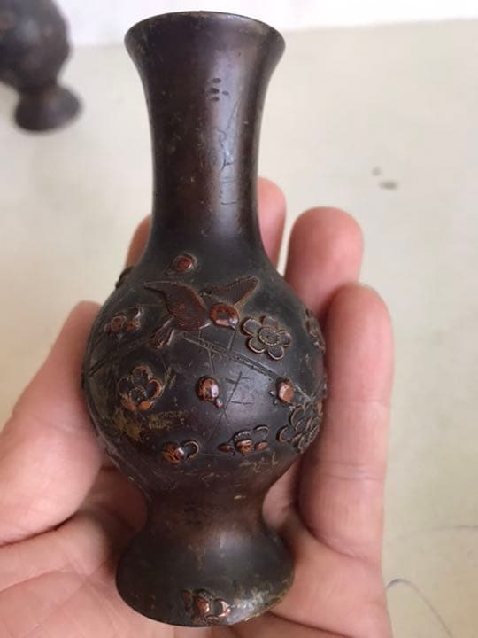 花瓶，古銅製，（旧家藏出し）古董，茶道具，書房置物，重2⃣️1⃣️0⃣️克高1⃣️0⃣️.5⃣️cm
