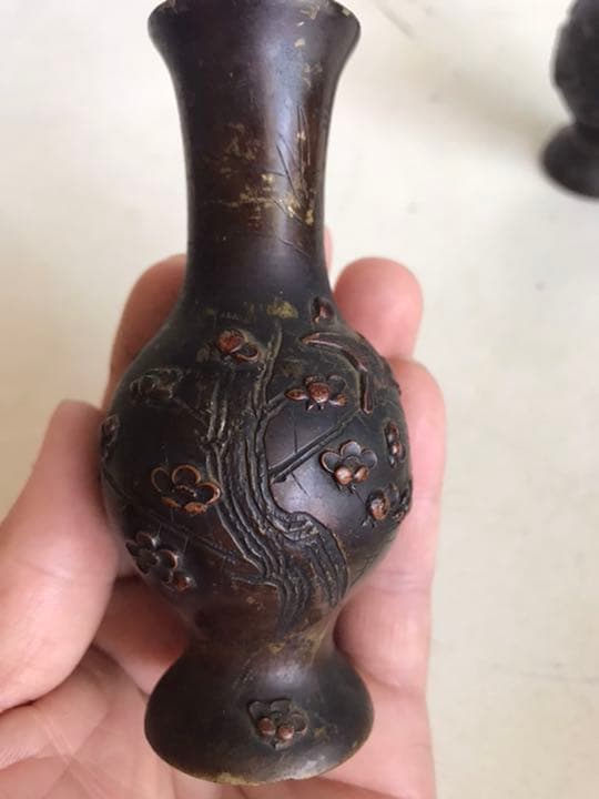 花瓶，古銅製，（旧家藏出し）古董，茶道具，書房置物，重2⃣️1⃣️0⃣️克高1⃣️0⃣️.5⃣️cm