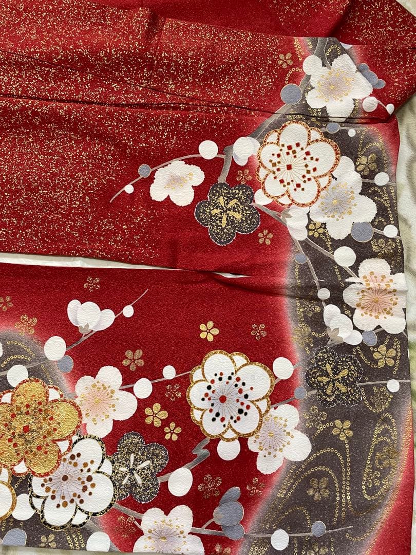 ぱ*む様 【再出品・引越し処分】送料込み・売り切り!! 成人式の赤い花柄振袖と付