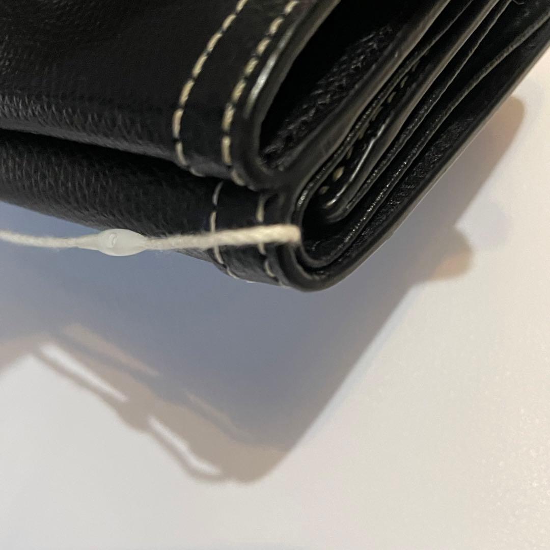 新品未使用✨agnes b. 折り財布 三つ折り ロゴ金具 レザー ブラック